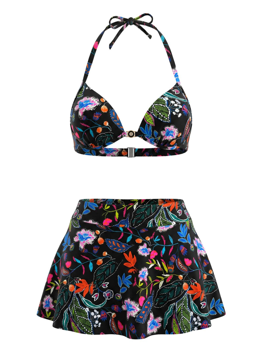 Floral Print High Waist Skirted Bikini Set, vintage skirt, retro style - perfect for women who love vintage and retro fashion
