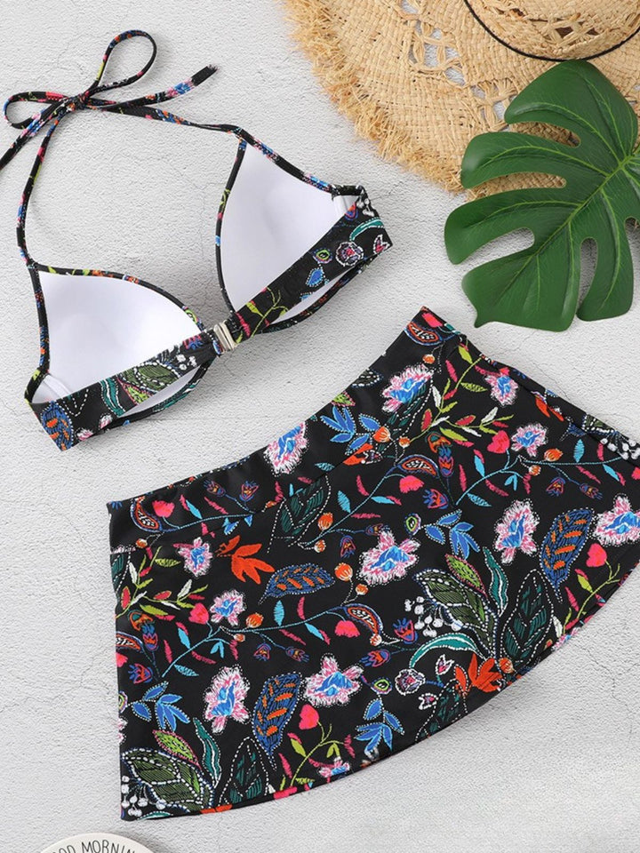 Floral Print High Waist Skirted Bikini Set, vintage skirt, retro style - perfect for women who love vintage and retro fashion