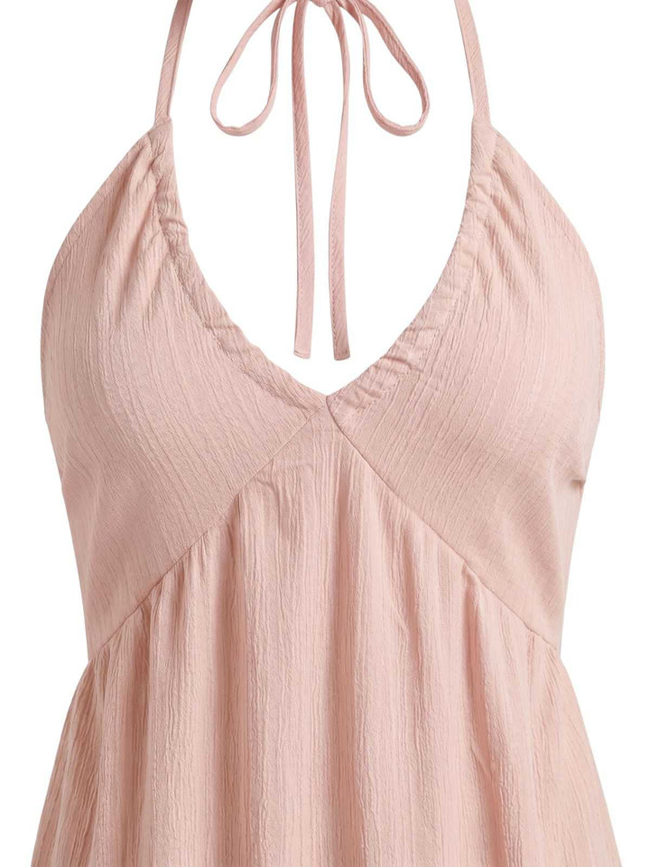 1930s Halter V-Neck Backless Solid Maxi Dress, vintage dress, retro fashion - perfect for women who love vintage and retro fashion