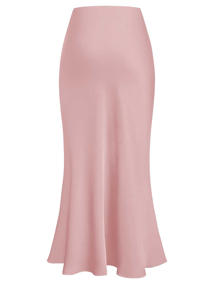 1930s High-Waist Satin Solid Mermaid Skirt: 1930s grace for the woman who dances through life