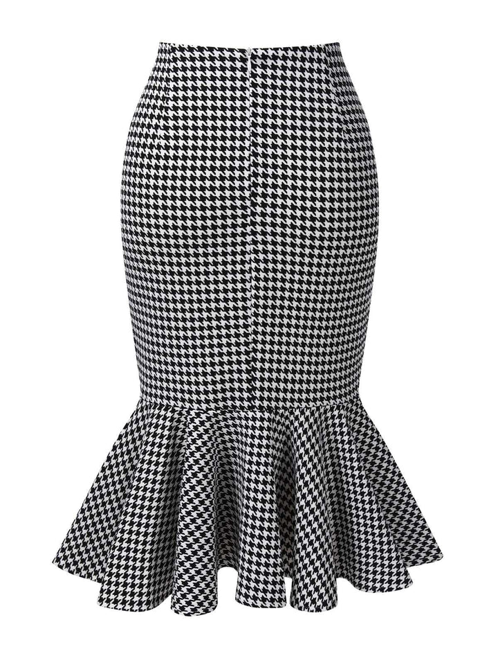 1930s Houndstooth Button Mermaid Skirt: 1930s grace for the woman who dances through life