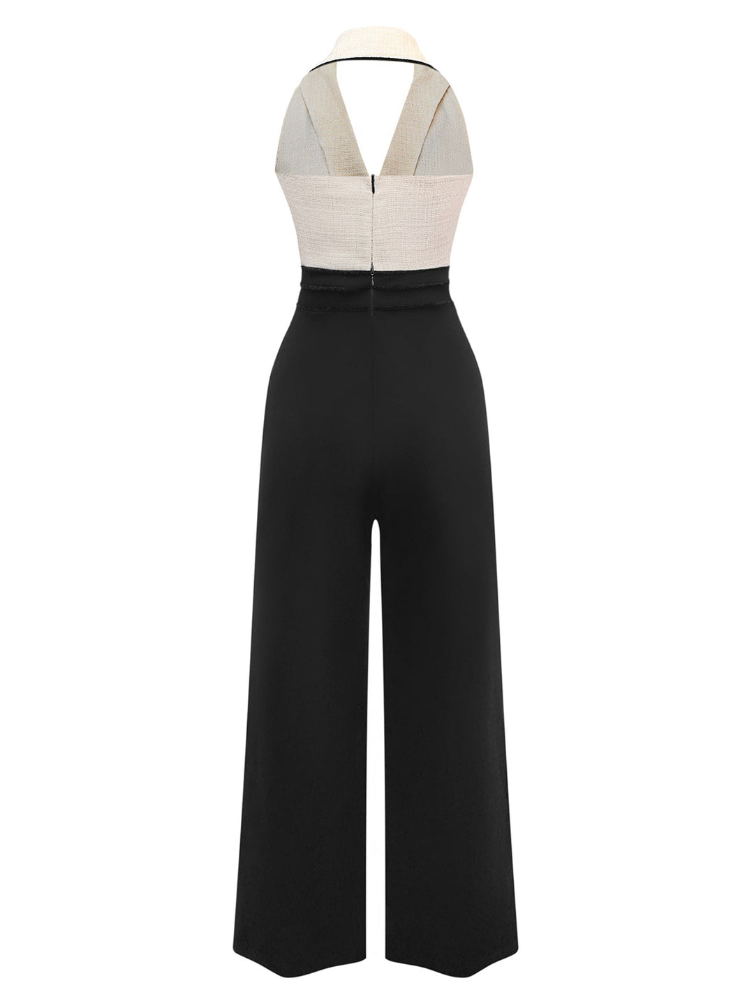 Black &amp; White 1930s Contrast Notched Collar Jumpsuit - vintage jumpsuit, retro fashion, classic black