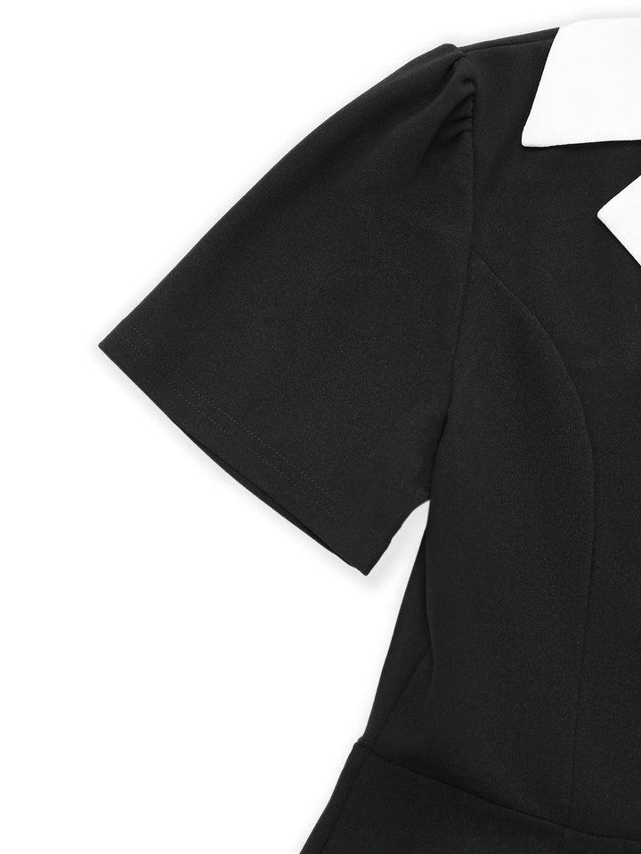 Black &amp; White 1930s Notched Collar Buttoned Jumpsuit - vintage jumpsuit, retro fashion, classic black