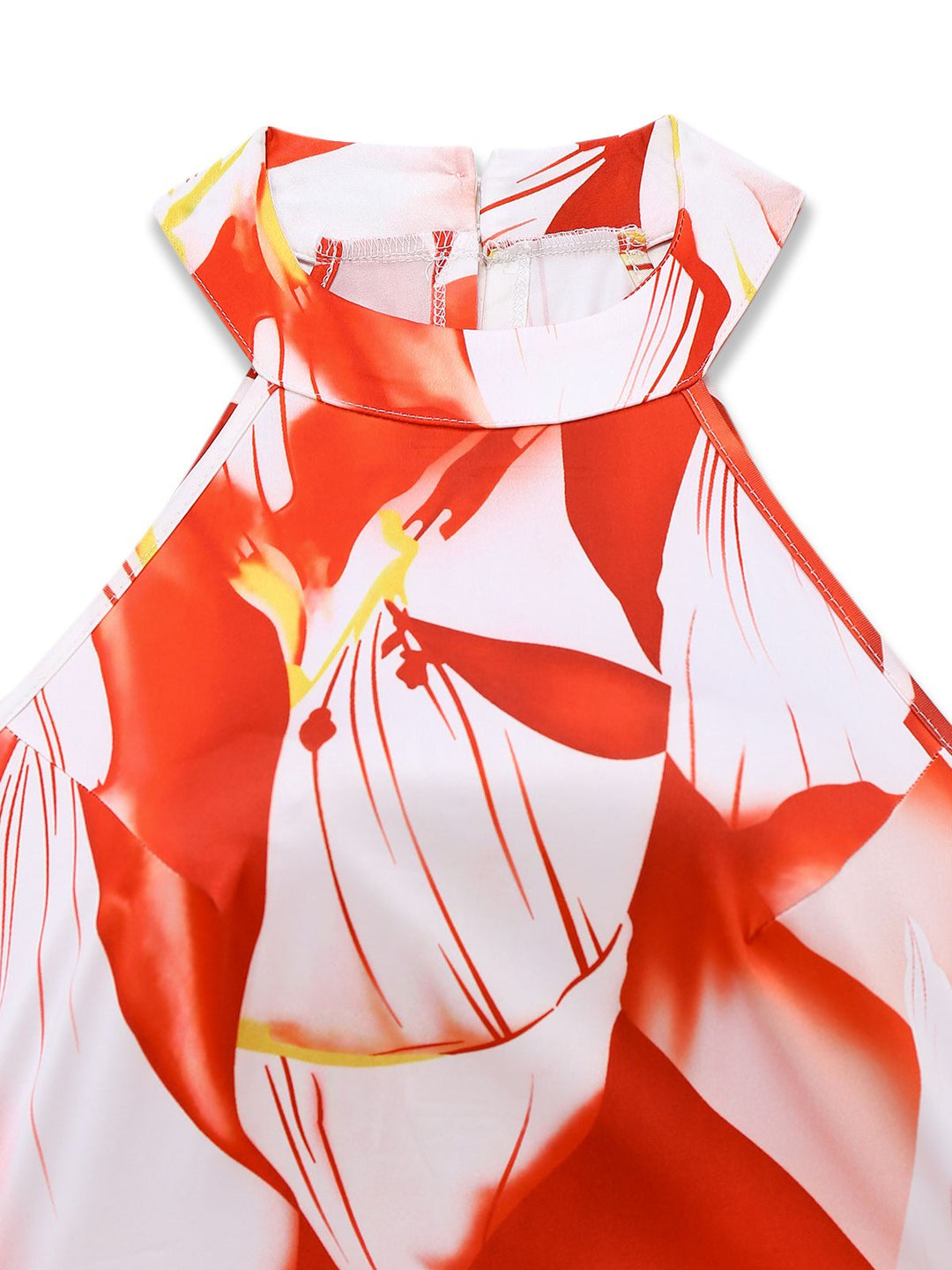Red 1930s Abstract Prints Belted Sleeveless Jumpsuit - vintage jumpsuit, retro fashion, elegant red
