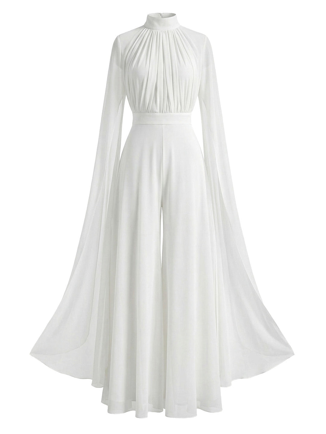 1930s Satin Long Sleeve Ruffled Hem Ruched Jumpsuit - vintage jumpsuit, retro fashion