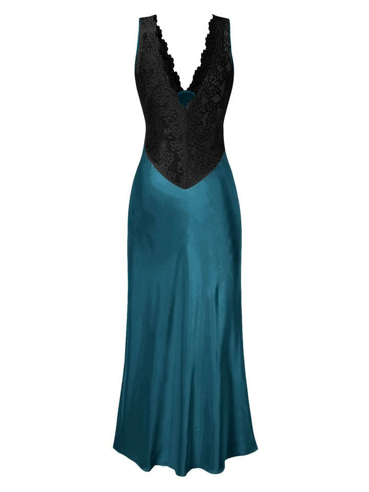 Side view: Lace Hollow Satin Patchwork