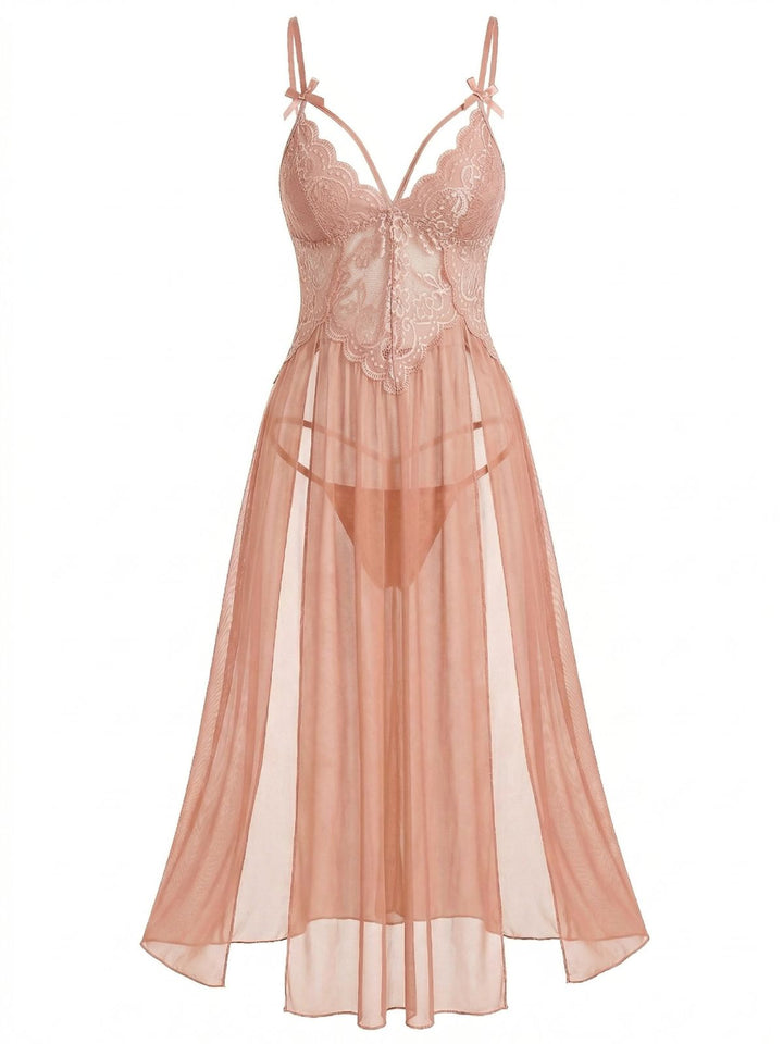 Lace Spaghetti Strap Mesh Nightgowns - vintage fashion, retro style for vintage lovers