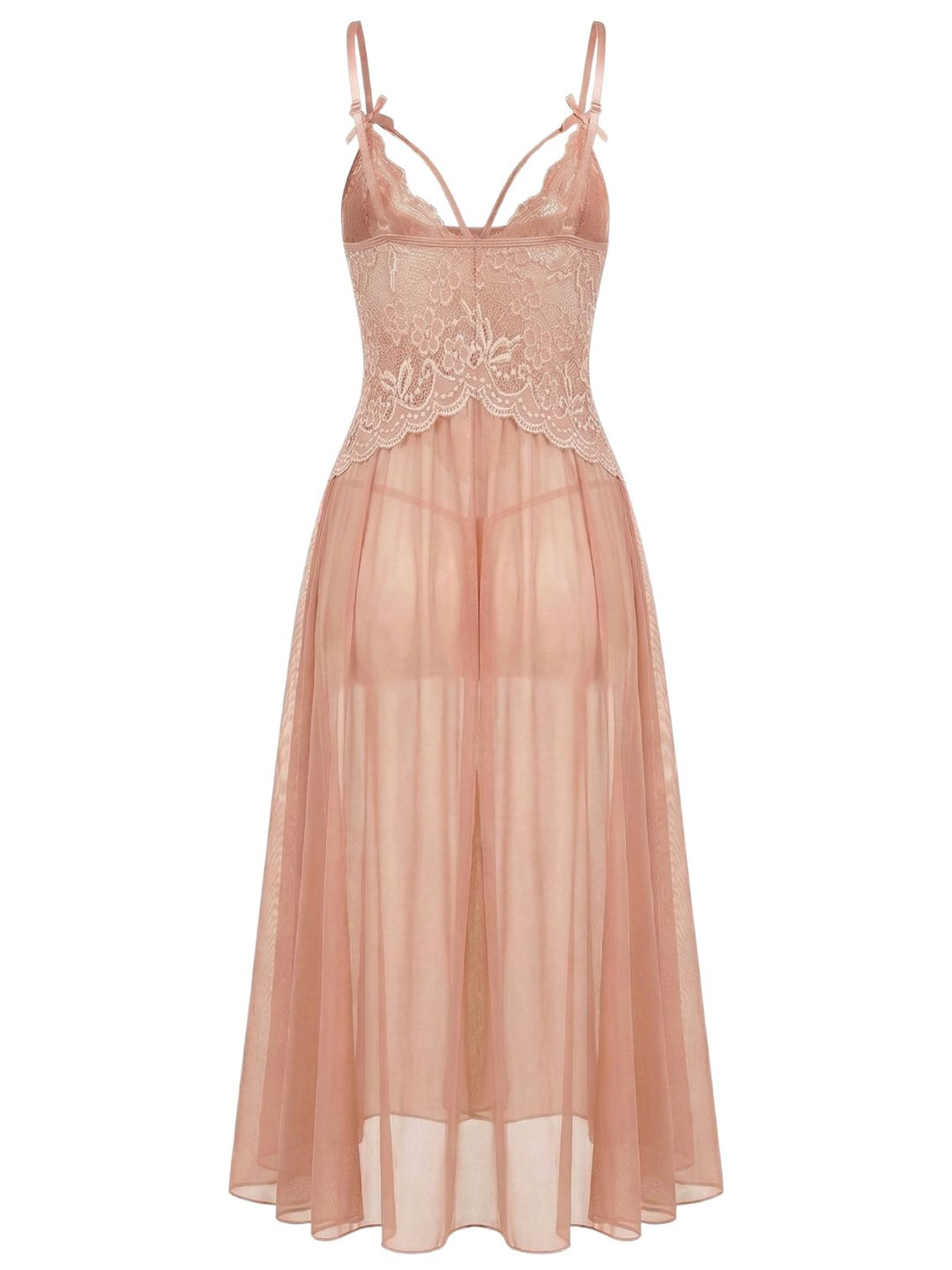 Lace Spaghetti Strap Mesh Nightgowns - vintage fashion, retro style for vintage lovers