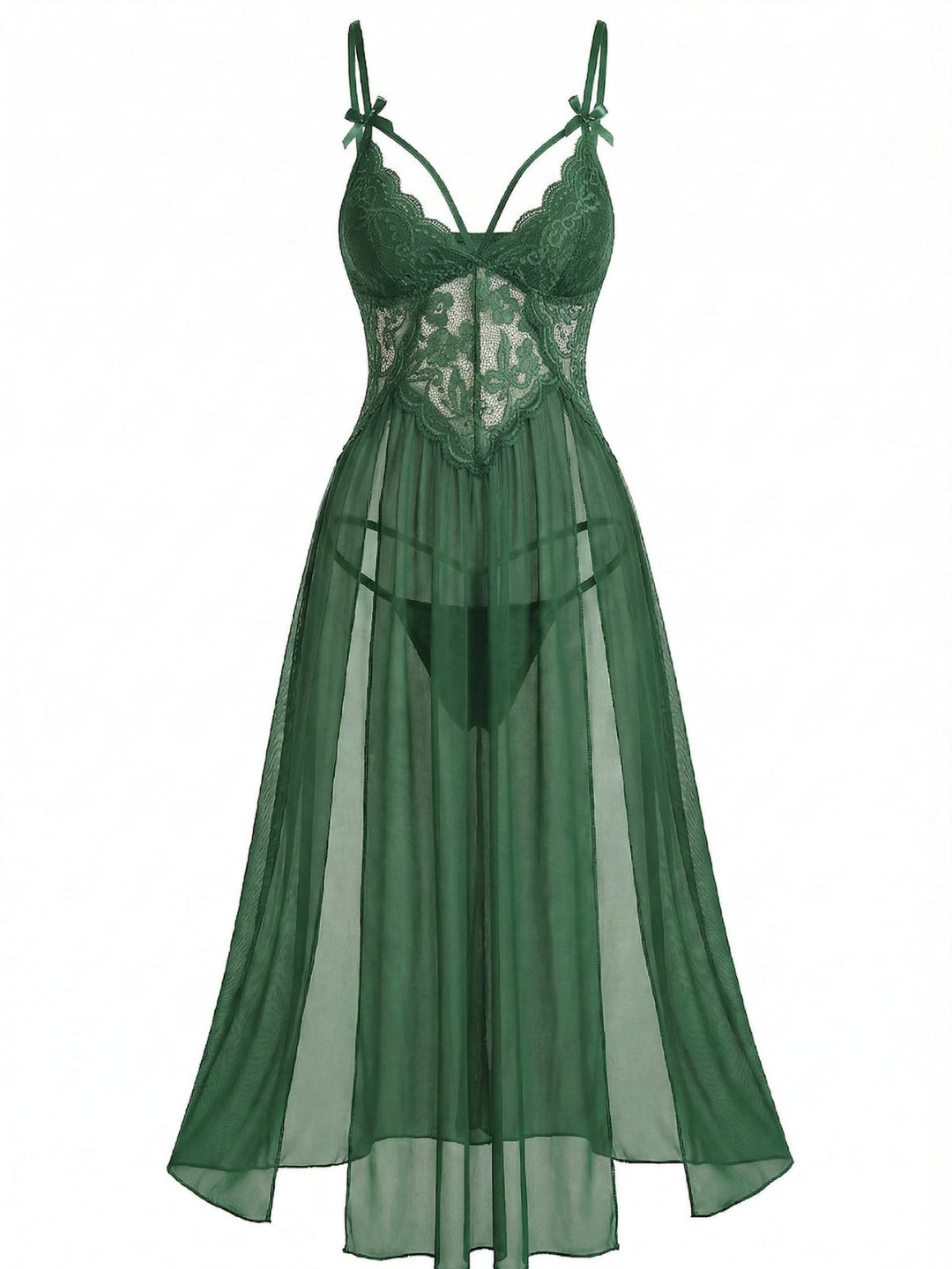 Lace Spaghetti Strap Mesh Nightgowns