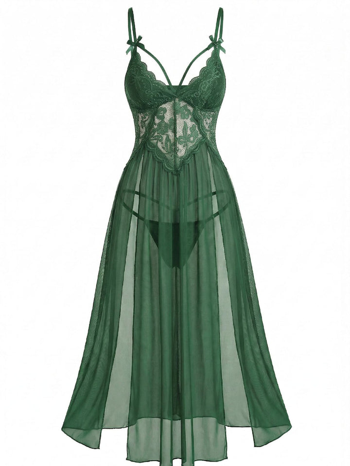 Lace Spaghetti Strap Mesh Nightgowns