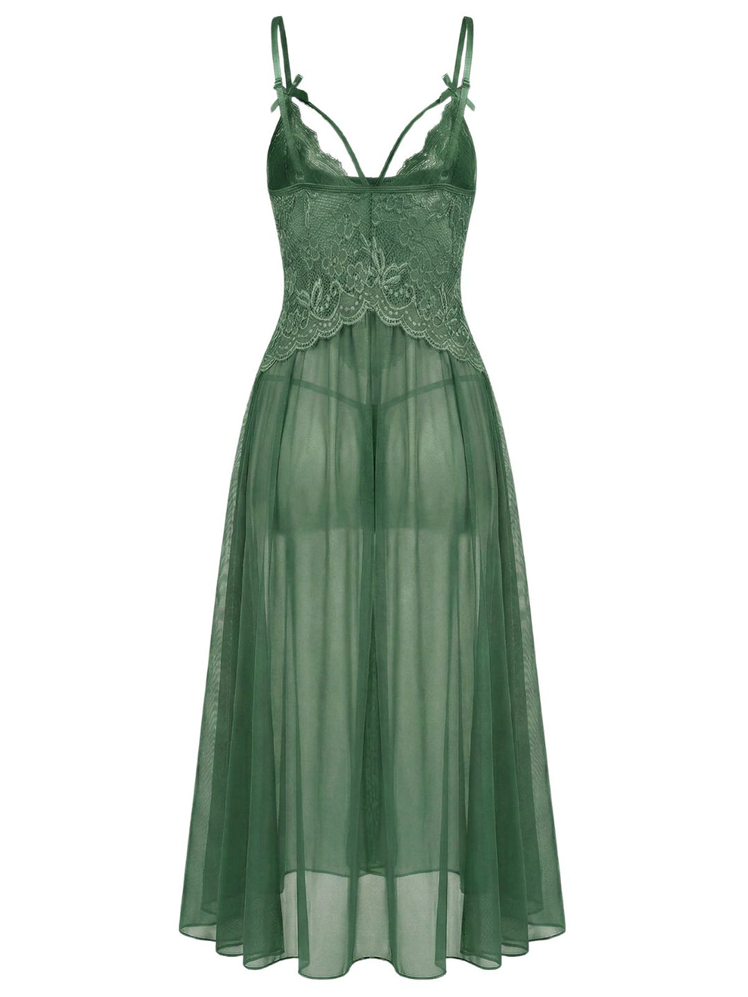 Lace Spaghetti Strap Mesh Nightgowns - vintage fashion, retro style for vintage lovers