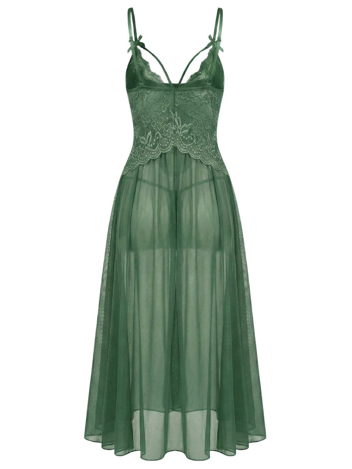 Lace Spaghetti Strap Mesh Nightgowns - vintage fashion, retro style for vintage lovers