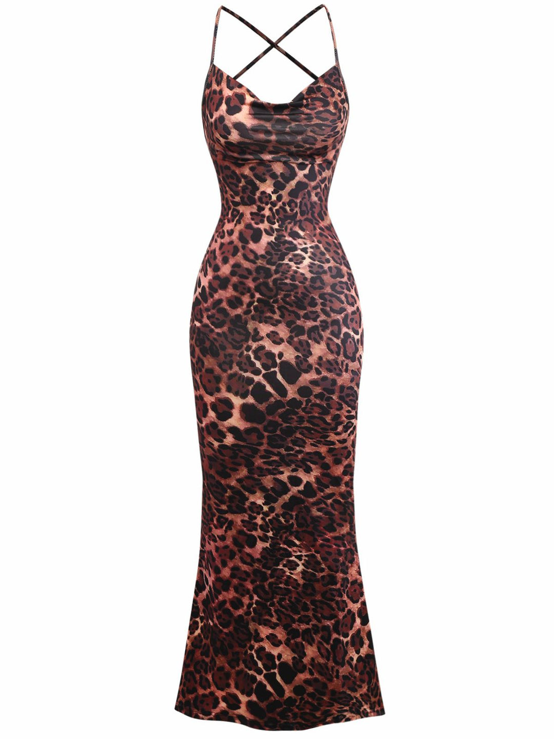 1930s Leopard Print Backless Spaghetti Strap Dress - vintage dress, retro fashion