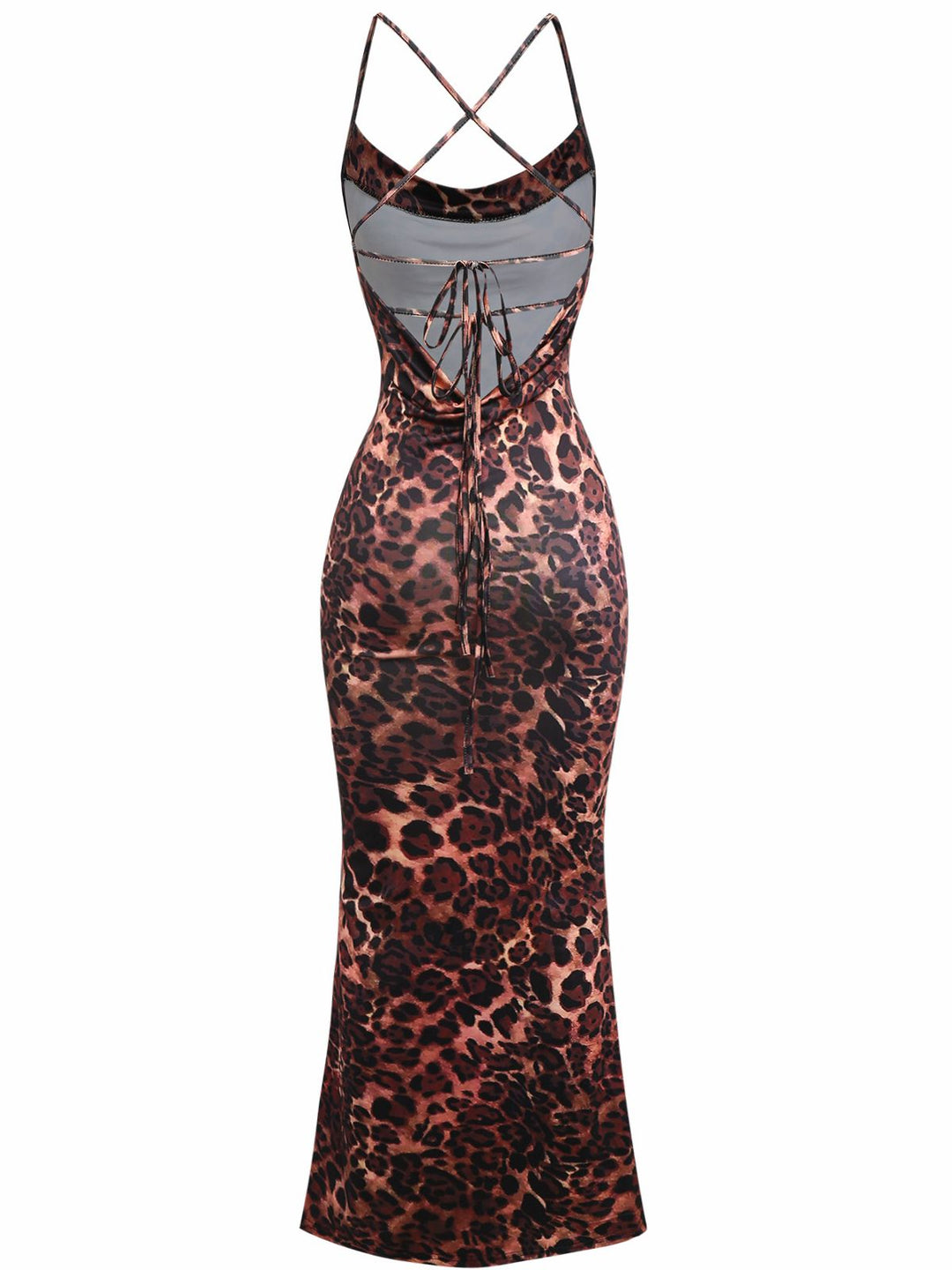 1930s Leopard Print Backless Spaghetti Strap Dress - vintage dress, retro fashion