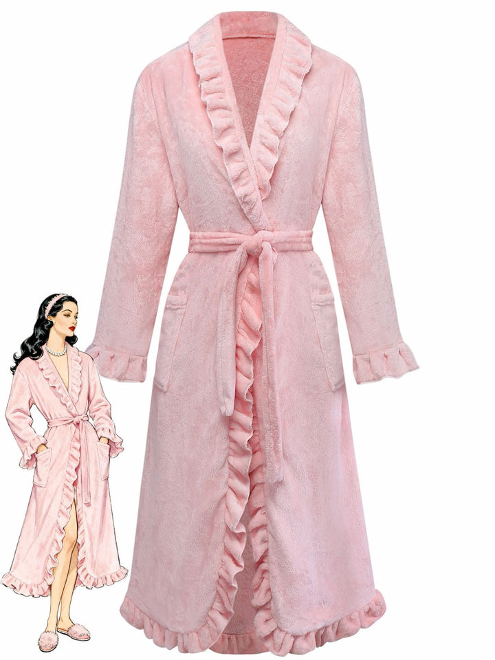 Long Sleeve Flannelette Pajama Robe - vintage fashion, retro style