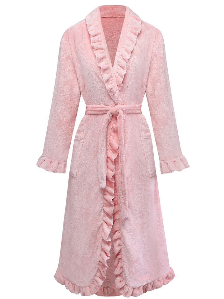Long Sleeve Flannelette Pajama Robe - vintage fashion, retro style