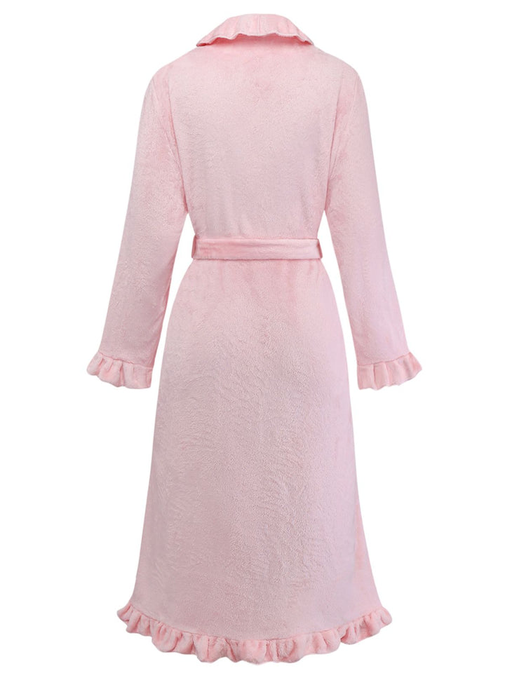 Long Sleeve Flannelette Pajama Robe - vintage fashion, retro style