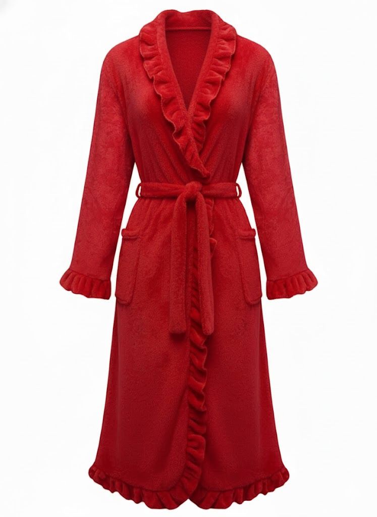 Long Sleeve Flannelette Pajama Robe - vintage fashion, retro style