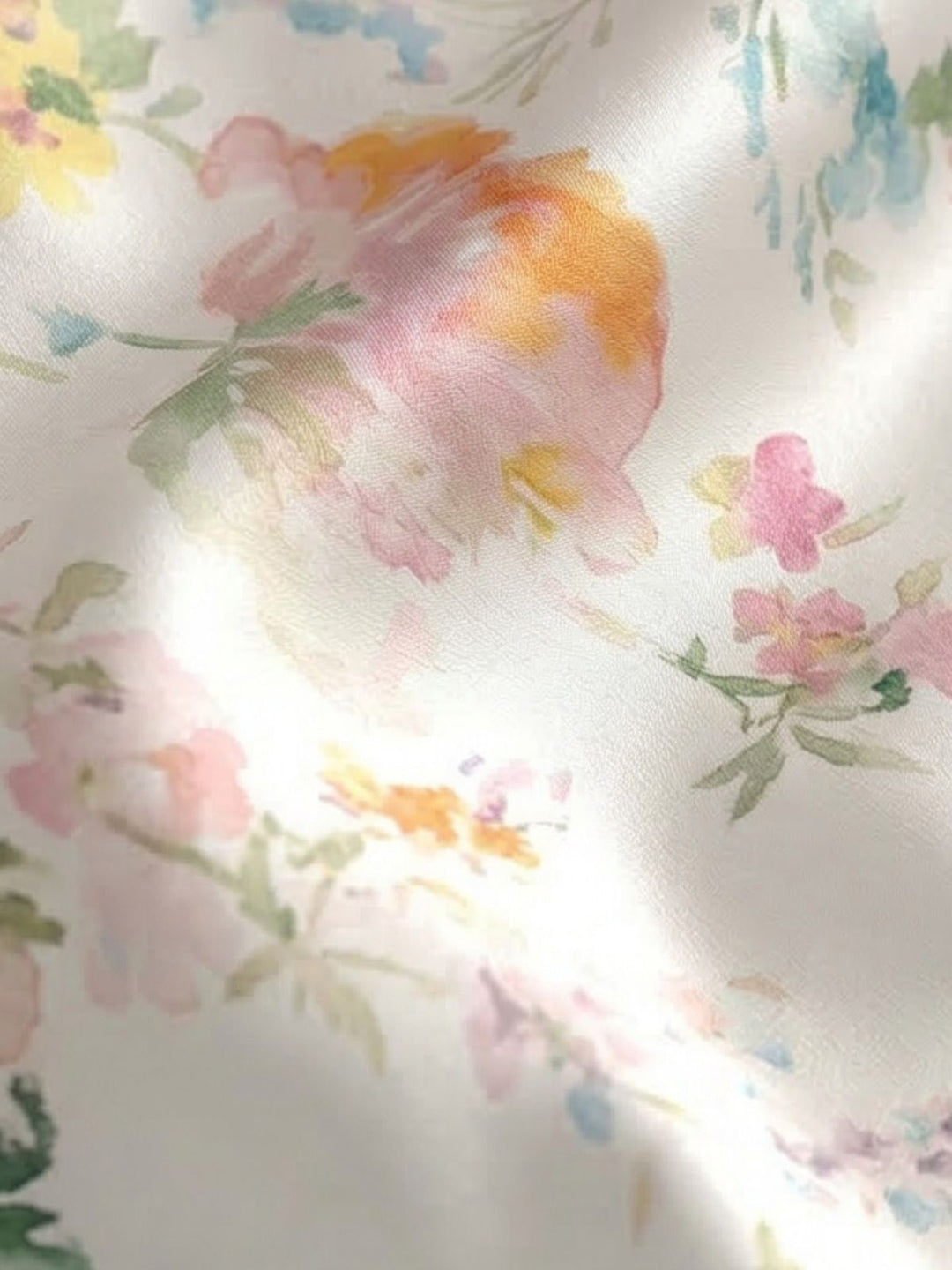 1930s Mock Neck Watercolor Floral Satin Mermaid Dress - vintage dress, retro fashion, elegant style for vintage lovers