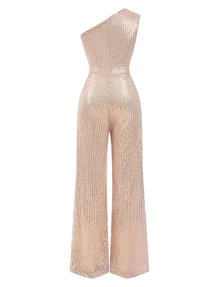 1930s One Shoulder Glitter Solid Jumpsuit, vintage romper, retro jumpsuit - perfect for women who love vintage and retro fashion