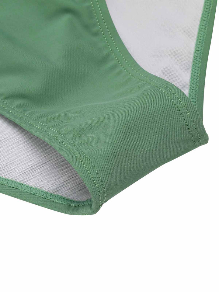 Green 1930s Peony Halter One-Piece Swimsuit: timeless style reimagined