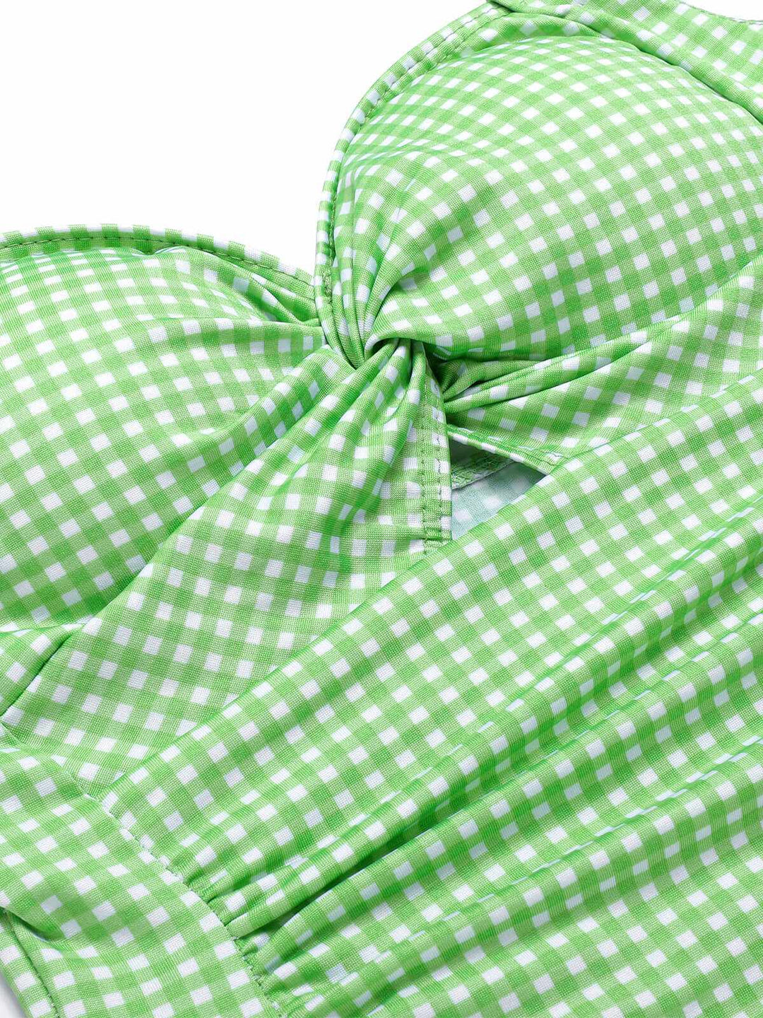 This 1930s Plaid Halter One-Piece Swimsuit carries 1930s vacation dreams in every stitch