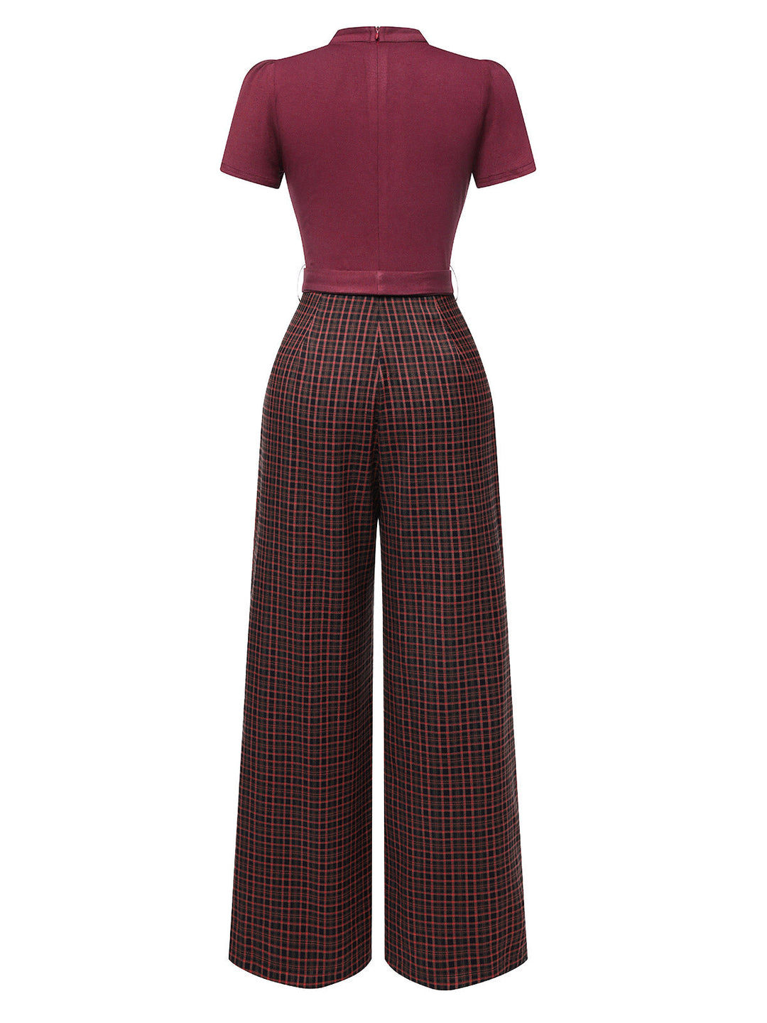 1930s Plaid Keyhole Neck Belted Jumpsuit — the 1930s finishing touch that makes her outfit sing