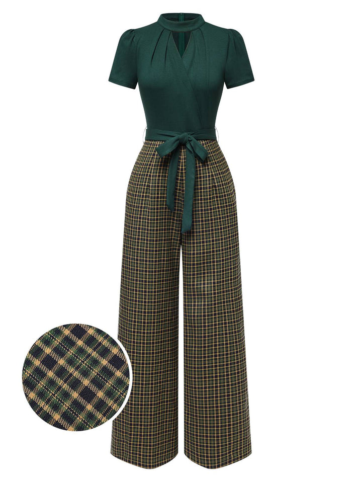 1930s Plaid Keyhole Neck Belted | 1930s | vintage romper, jumpsuit