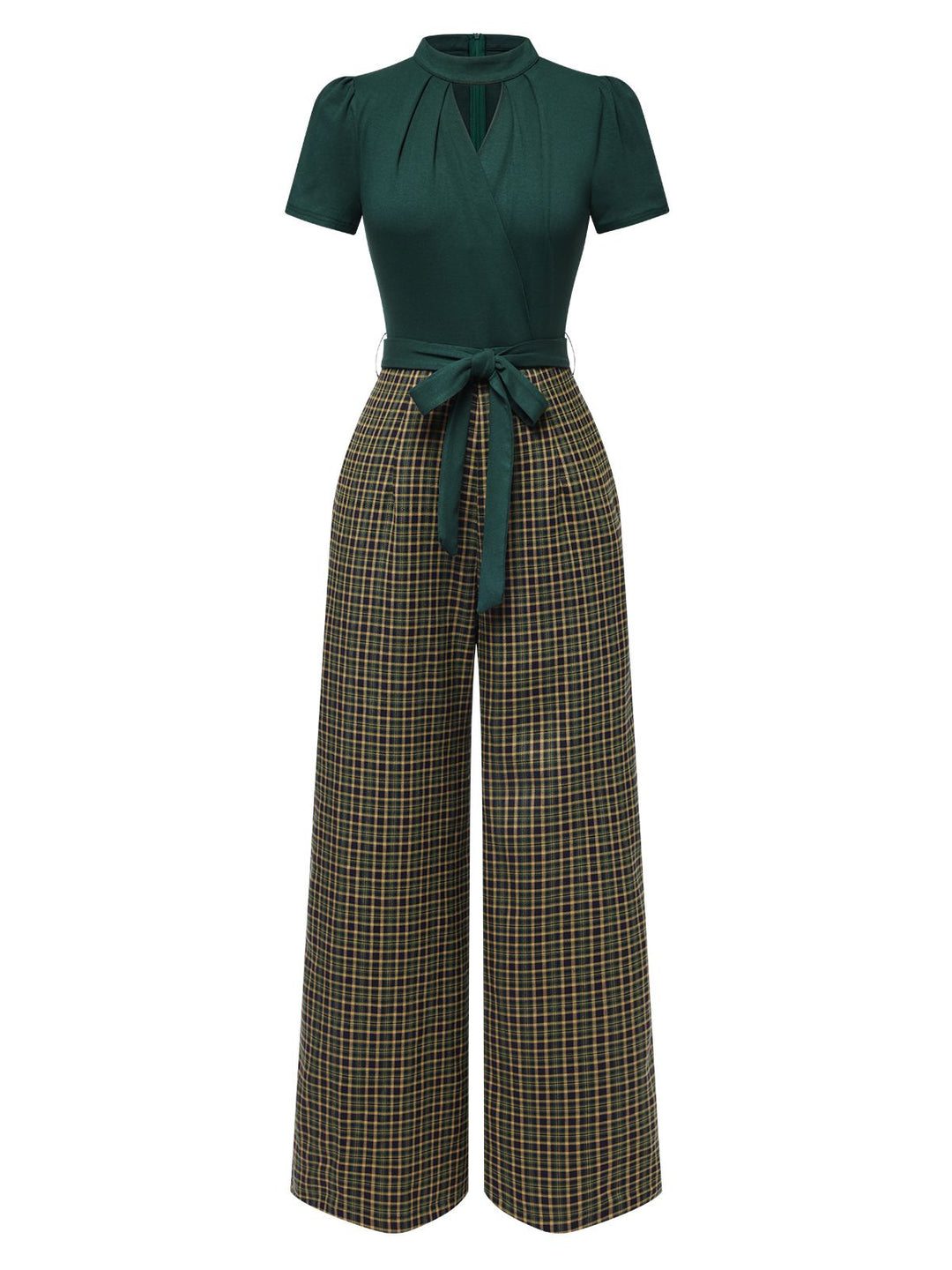 1930s Plaid Keyhole Neck Belted | 1930s | vintage romper, jumpsuit