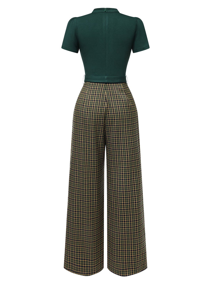 1930s Plaid Keyhole Neck Belted | 1930s | vintage romper, jumpsuit