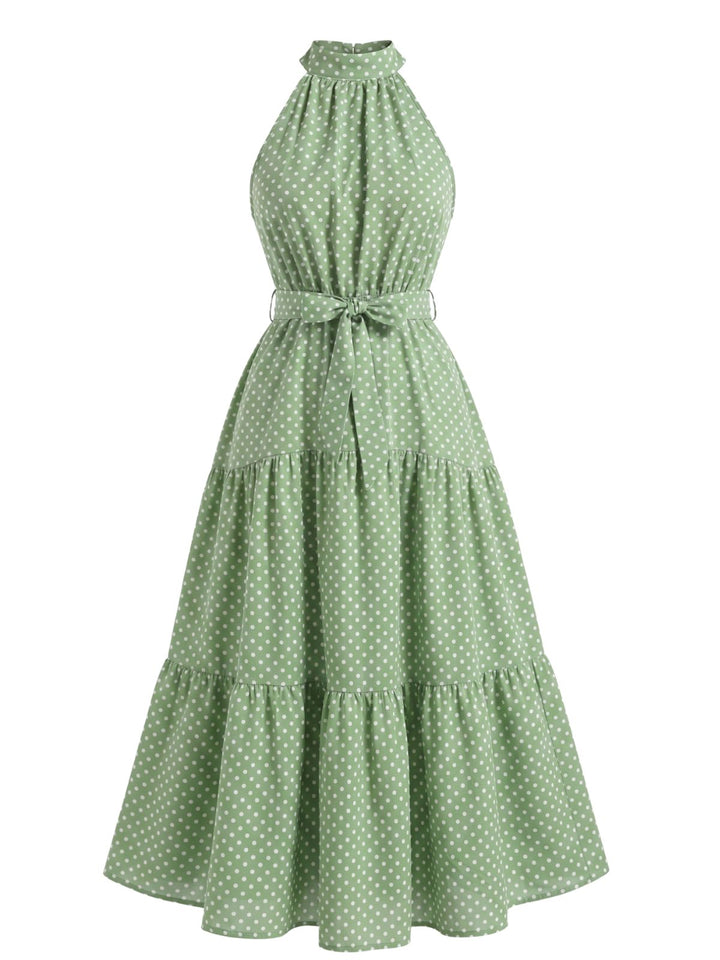 1930s Vintage Polka Dot Floral Dress