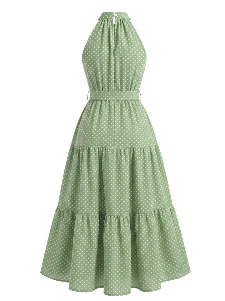 1930s Vintage Polka Dot Floral Dress