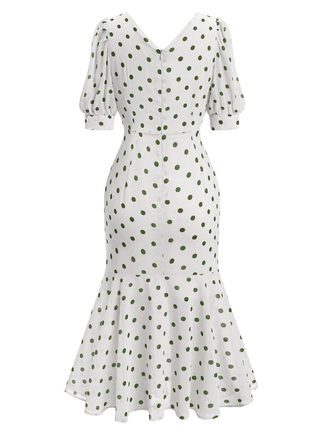 1930s Polka Dot Mermaid Dress — the kind of 1930s dress that makes strangers smile
