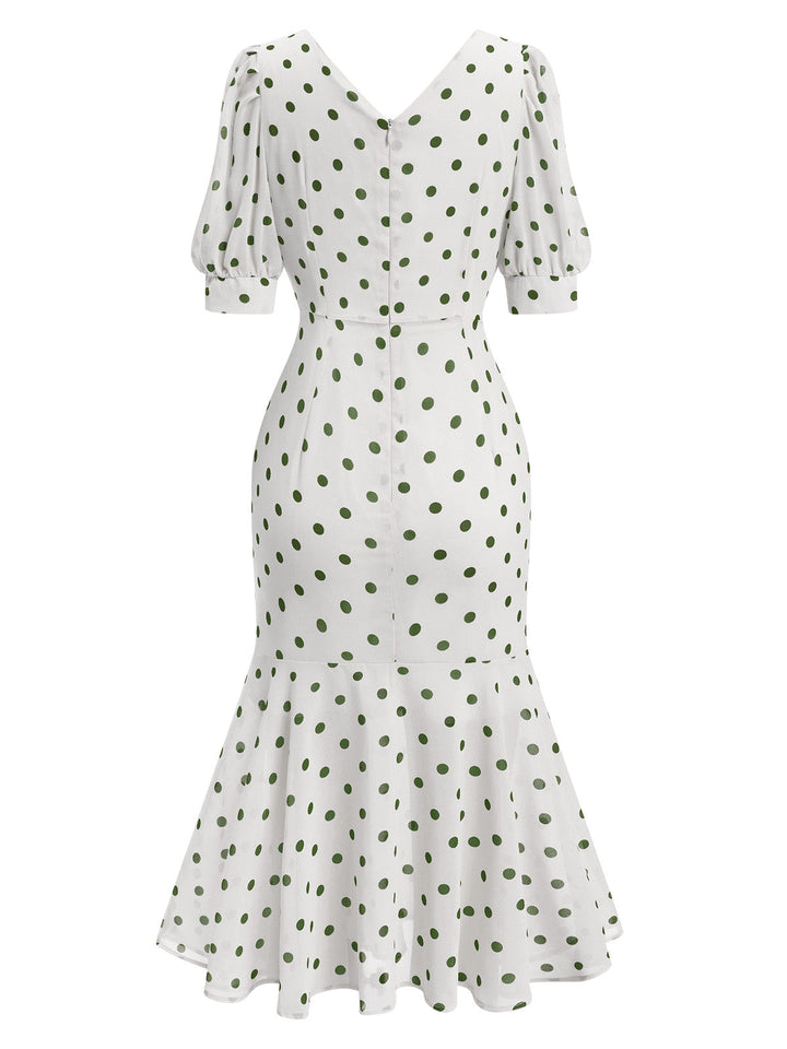 1930s Polka Dot Mermaid Dress — the kind of 1930s dress that makes strangers smile