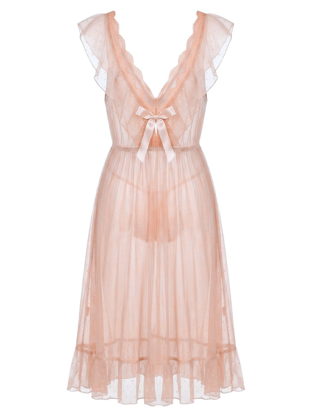 Polka Dot Spaghetti Strap Mesh Princess Nightgown, vintage fashion, retro style - perfect for women who love vintage and retro fashion