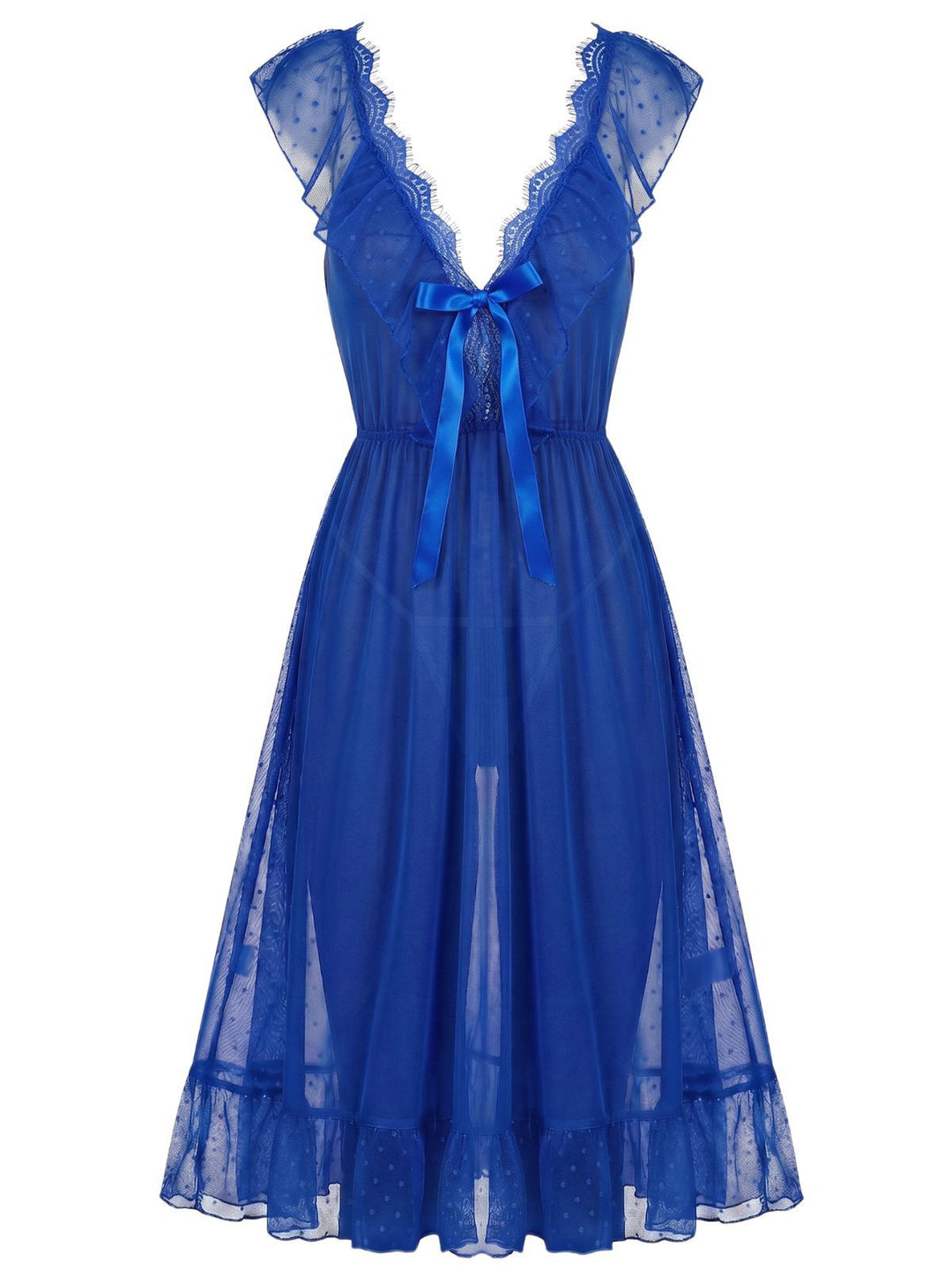 Polka Dot Spaghetti Strap Mesh Princess Nightgown, vintage fashion, retro style - perfect for women who love vintage and retro fashion