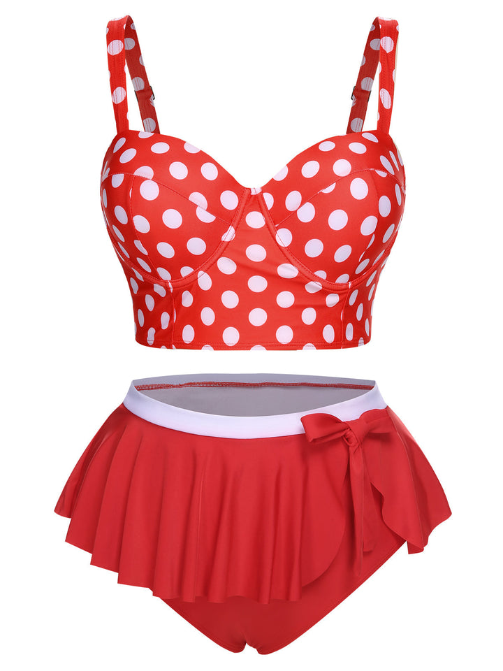 1930s Polka Dot Suspender Swimsuit Set: 1930s Riviera elegance, reimagined for her
