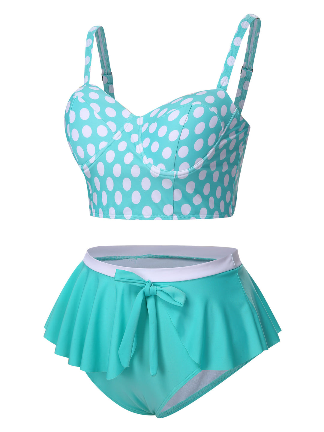 1930s Polka Dot Suspender Swimsuit Set - vintage swimsuit, pin-up style