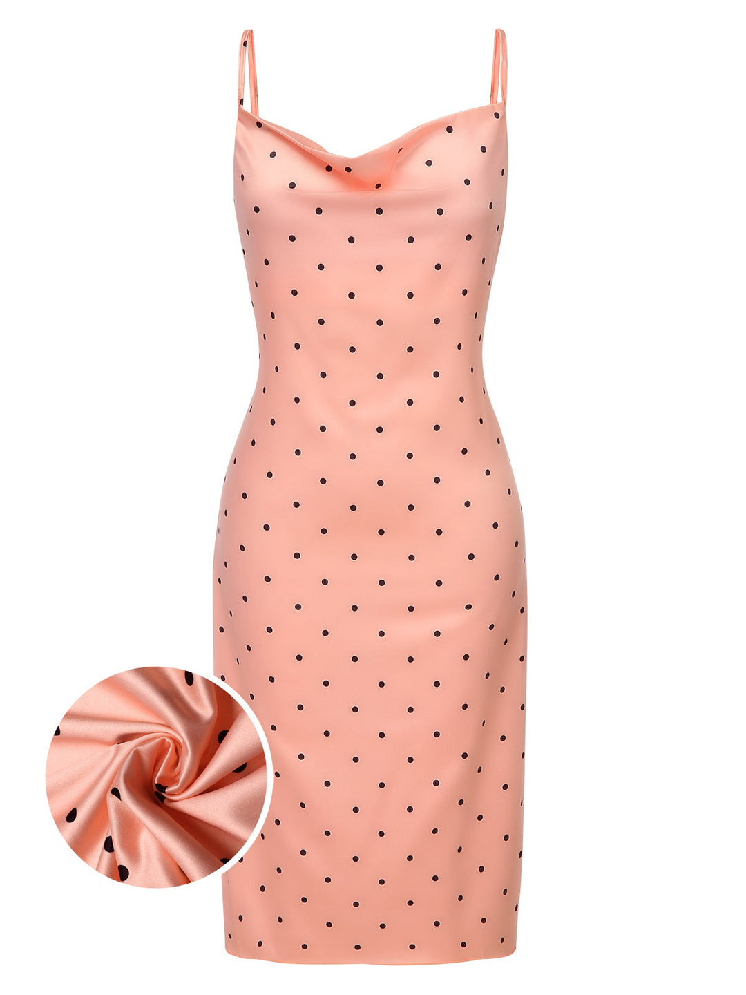 She slips into this Polka Dots Spaghetti Straps Satin Nightgown and suddenly it&