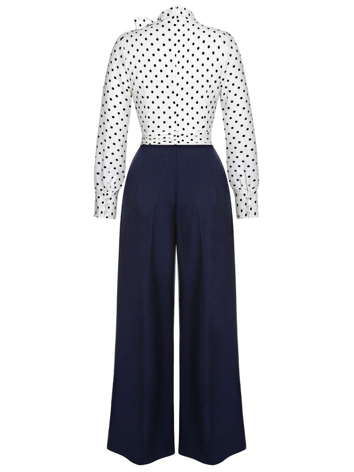 &amp; 1930s Polka Dots Tie Neck Jumpsuit — 1930s vintage charm for her modern wardrobe