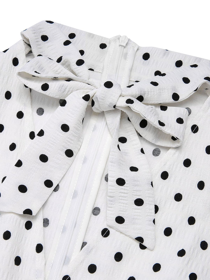 &amp; 1930s Polka Dots Tie Neck Jumpsuit — 1930s style that transcends decades