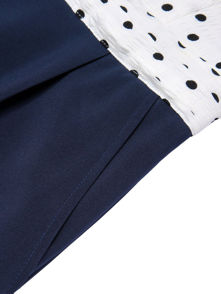 Blue &amp; White 1930s Polka Dots Tie Neck Jumpsuit, vintage romper, jumpsuit - perfect for women who love vintage and fashion