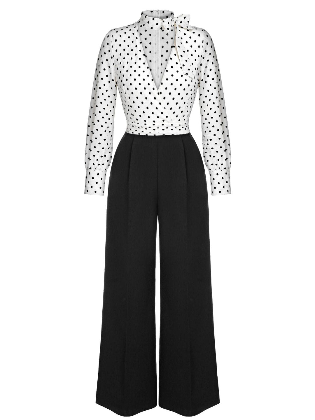 &amp; 1930s Polka Dots Tie Neck Jumpsuit: timeless 1930s elegance she makes her own