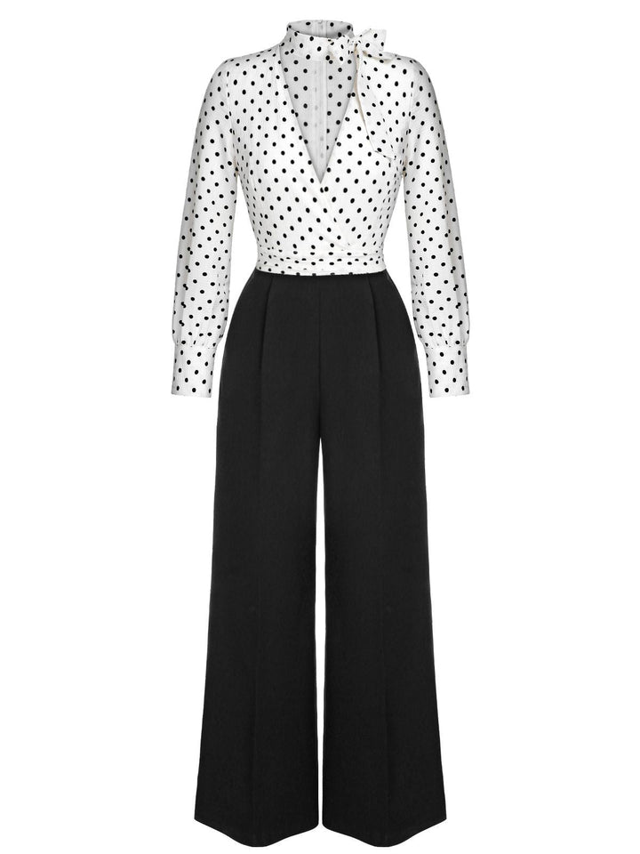 &amp; 1930s Polka Dots Tie Neck Jumpsuit: timeless 1930s elegance she makes her own