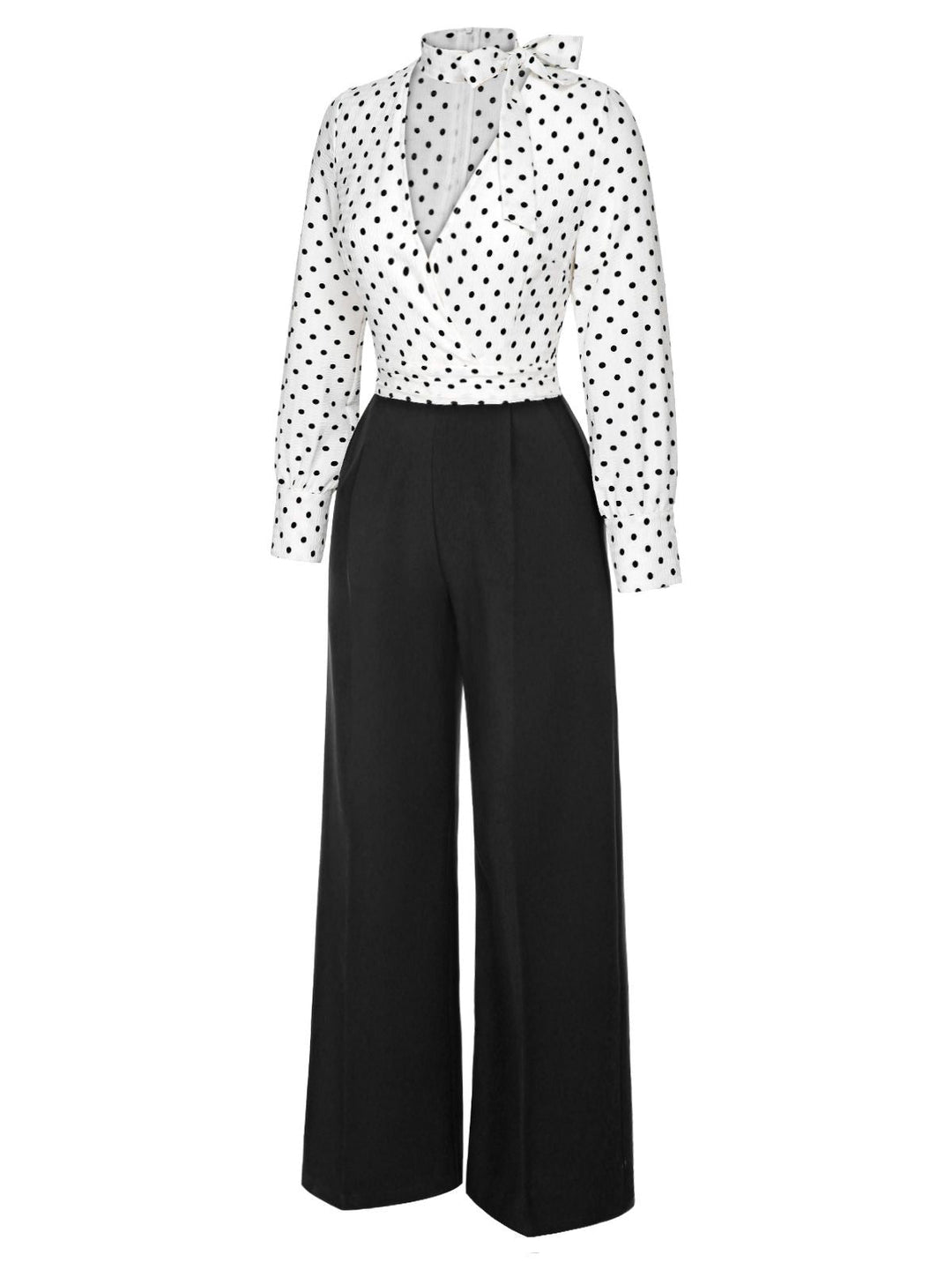 This &amp; 1930s Polka Dots Tie Neck Jumpsuit whispers 1930s secrets to those who notice
