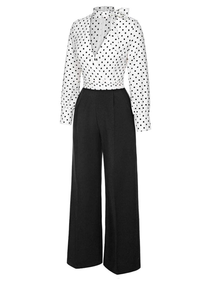 This &amp; 1930s Polka Dots Tie Neck Jumpsuit whispers 1930s secrets to those who notice