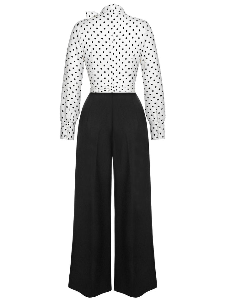 &amp; 1930s Polka Dots Tie Neck Jumpsuit — 1930s style that transcends decades