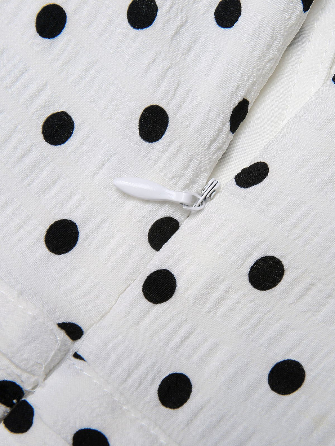 She finds her 1930s story in this &amp; 1930s Polka Dots Tie Neck Jumpsuit
