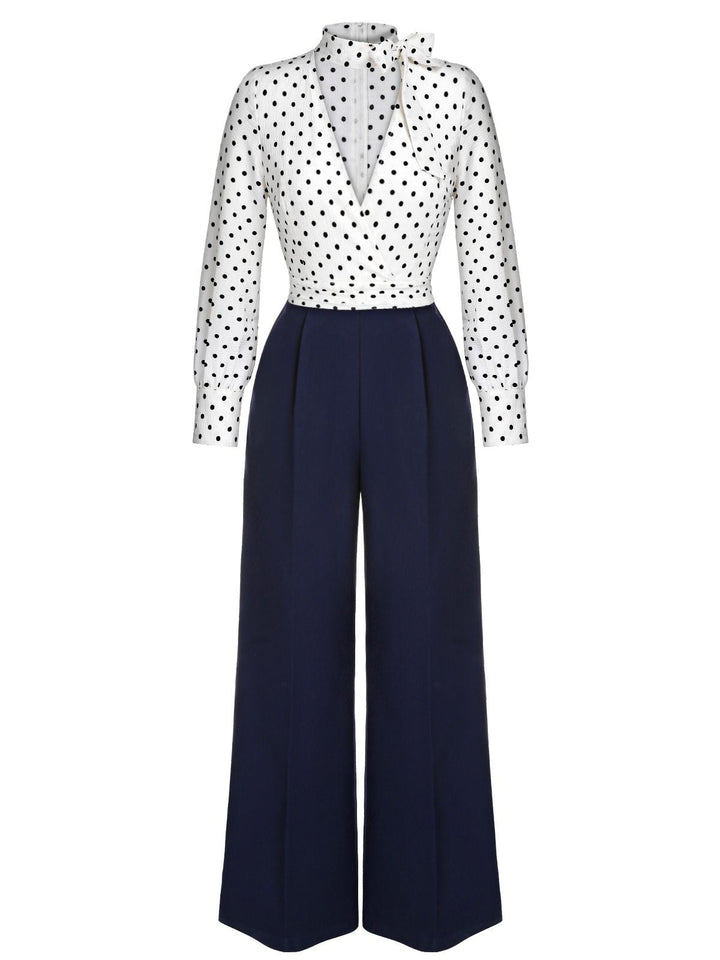 This &amp; 1930s Polka Dots Tie Neck Jumpsuit whispers 1930s secrets to those who notice