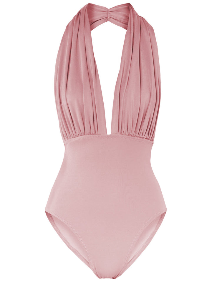 1930s Retro Halter Solid One-piece Swimsuit — vintage elegance for the modern woman